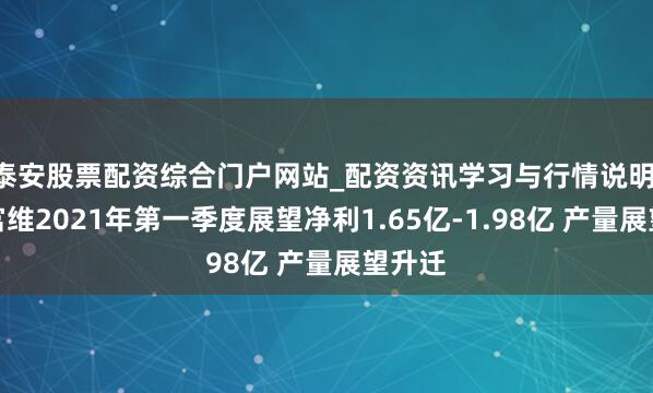 泰安股票配资综合门户网站_配资资讯学习与行情说明 一汽富维2021年第一季度展望净利1.65亿-1.98亿 产量展望升迁