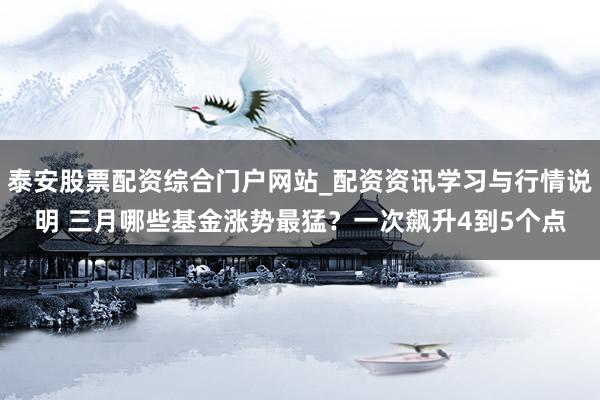 泰安股票配资综合门户网站_配资资讯学习与行情说明 三月哪些基金涨势最猛？一次飙升4到5个点