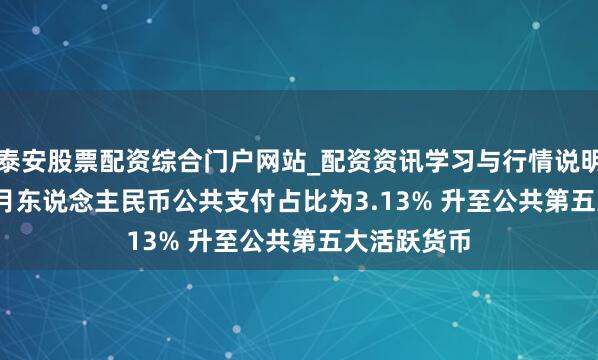 泰安股票配资综合门户网站_配资资讯学习与行情说明 Swift：1月东说念主民币公共支付占比为3.13% 升至公共第五大活跃货币