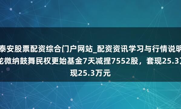 泰安股票配资综合门户网站_配资资讯学习与行情说明 建龙微纳鼓舞民权更始基金7天减捏7552股，套现25.3万元