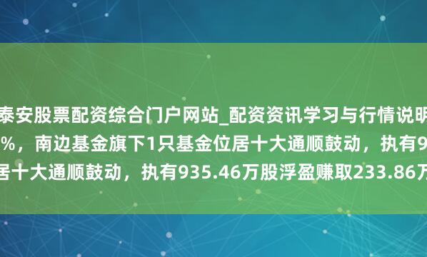 泰安股票配资综合门户网站_配资资讯学习与行情说明 新疆天业股价涨5.03%，南边基金旗下1只基金位居十大通顺鼓动，执有935.46万股浮盈赚取233.86万元