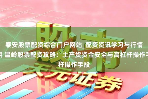 泰安股票配资综合门户网站_配资资讯学习与行情说明 温岭股票配资攻略：土产货资金安全与高杠杆操作手段